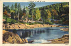 Lakeside Camps In Maine Postcard