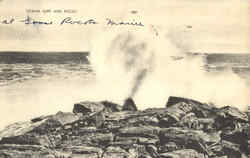 Ocean Surf And Rocks Postcard