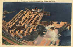 Ocean Vessel Loading Lumber In The Pacific Northwest Postcard