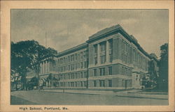 View of High School Portland, ME Postcard Postcard