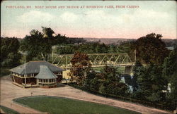 Boat House and Bridge at Riverton Park, From Casino Postcard