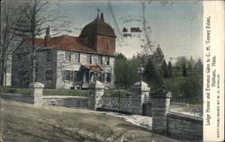 Lodge House and Entrance Gates to C.H. Tenney Estate Methuen, MA Postcard Postcard