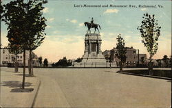 Lee's Monument and Monument Ave Postcard