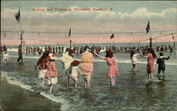 Bathing and Wading Rockaway Beach, NY Postcard Postcard