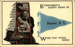 Everybody's happy here in Deposit, NY Postcard Postcard