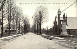 Soldiers' Monument and Christ's Church, Second Street Deposit, NY Postcard Postcard