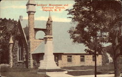 Soldiers' Monument and Episcopal Church Postcard