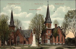 Presbyterian Church, Baptist Church and Soldier's Monument Postcard