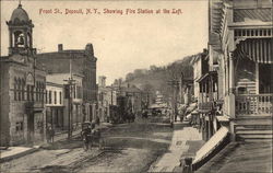 Front Street - Fire Station at left Postcard