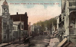 Front Street - Fire Station at the left Deposit, NY Postcard Postcard