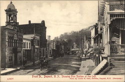 Front St., Showing Fire Station at the Left Deposit, NY Postcard Postcard