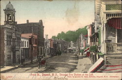 Front St., Showing Fire Station at the Left Deposit, NY Postcard Postcard