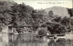 Fishing in the Mill Pond Deposit, NY Postcard Postcard