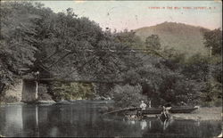 Fishing in the Mill Pond Deposit, NY Postcard Postcard