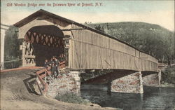 Old Wooden Bridge Over the Delaware River Deposit, NY Postcard Postcard