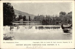 Deposit Milling Company's Dam New York Postcard Postcard