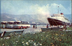 Ship at Dock Postcard