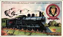 Home of "Casey Jones" - the Brave Railroad Engineer Postcard