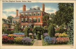 Old New England Garden Salem, MA Postcard Postcard