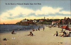 On the Beach at Falmouth Heights Cape Cod, MA Postcard Postcard