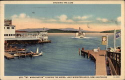 Cruising The Lake - Str. "Mt. Washington" Leaving the Weirs Lake Winnipesaukee, NH Postcard Postcard