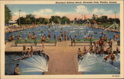 Municipal Bathing Beach, Riverside Park Wichita, KS Postcard Postcard