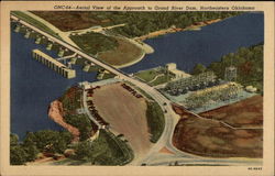 Aerial View of the Approach to Grand River Dam Postcard