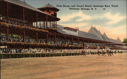 Club House and Grand Stand at the Racetrack Saratoga Springs, NY Postcard Postcard