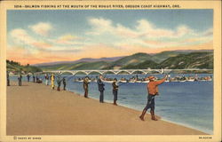 Salmon fishing at the mouth of the Rogue River, Oregon Coast Highway Postcard Postcard