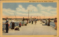 Fishing from the Pier Balboa, CA Postcard Postcard