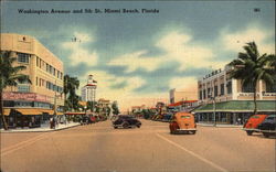 Washington Avenue and 5th Street View Miami Beach, FL Postcard Postcard