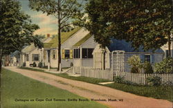 Cottages on Cape Cod Terrace, Swifts Beach Wareham, MA Postcard Postcard