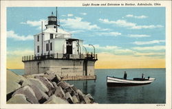 Light House and Entrance to Harbor Ashtabula, OH Postcard Postcard