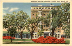 Azaleas in Bienville Square and Cawthon Hotel Mobile, AL Postcard Postcard