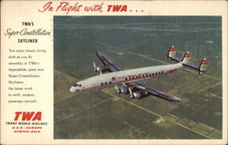 In Flight with TWA Postcard