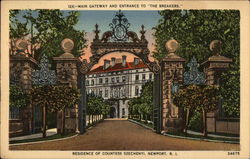 Main Gateway and Entrance to "The Breakers" Newport, RI Postcard Postcard