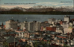 Puget Sound and the Olympic Mountains Seattle, WA Postcard Postcard