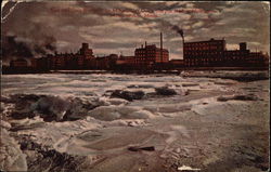 Milling District by Moonlight over the Ice Bound MIssissippi Postcard