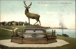 Elk Fountain at Juneau Park Milwaukee, WI Postcard Postcard