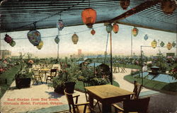 Roof Garden from Tea Room at Nortonia Hotel Portland, OR Postcard Postcard