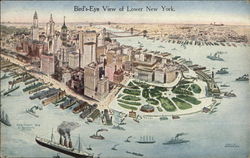 Bird's Eye View of Lower New York Postcard Postcard