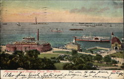 Aquarium and Battery Park Postcard