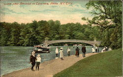 Lake and Bridge in Central Park New York, NY Postcard Postcard