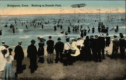 Bathing at Seaside Park Bridgeport, CT Postcard Postcard