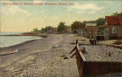 Looking West at Burwell's Beach, Woodmont Milford, CT Postcard Postcard