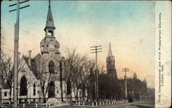 First Congregational and First Presbyterian Churches Postcard