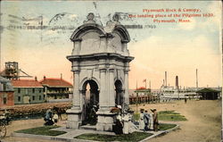 Plymouth Rock & Canopy, the landing place of the Pilgrims 1620 Massachusetts Postcard Postcard