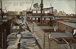 Loading Lumber at Duluth Harbor Postcard