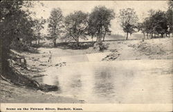 Scene on the Pawnee River Burdett, KS Postcard Postcard