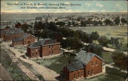 East Half of Fort D. A. Russell, showing Officers Quarters and Hospital, near Cheyenne Wyoming Postcard Postcard